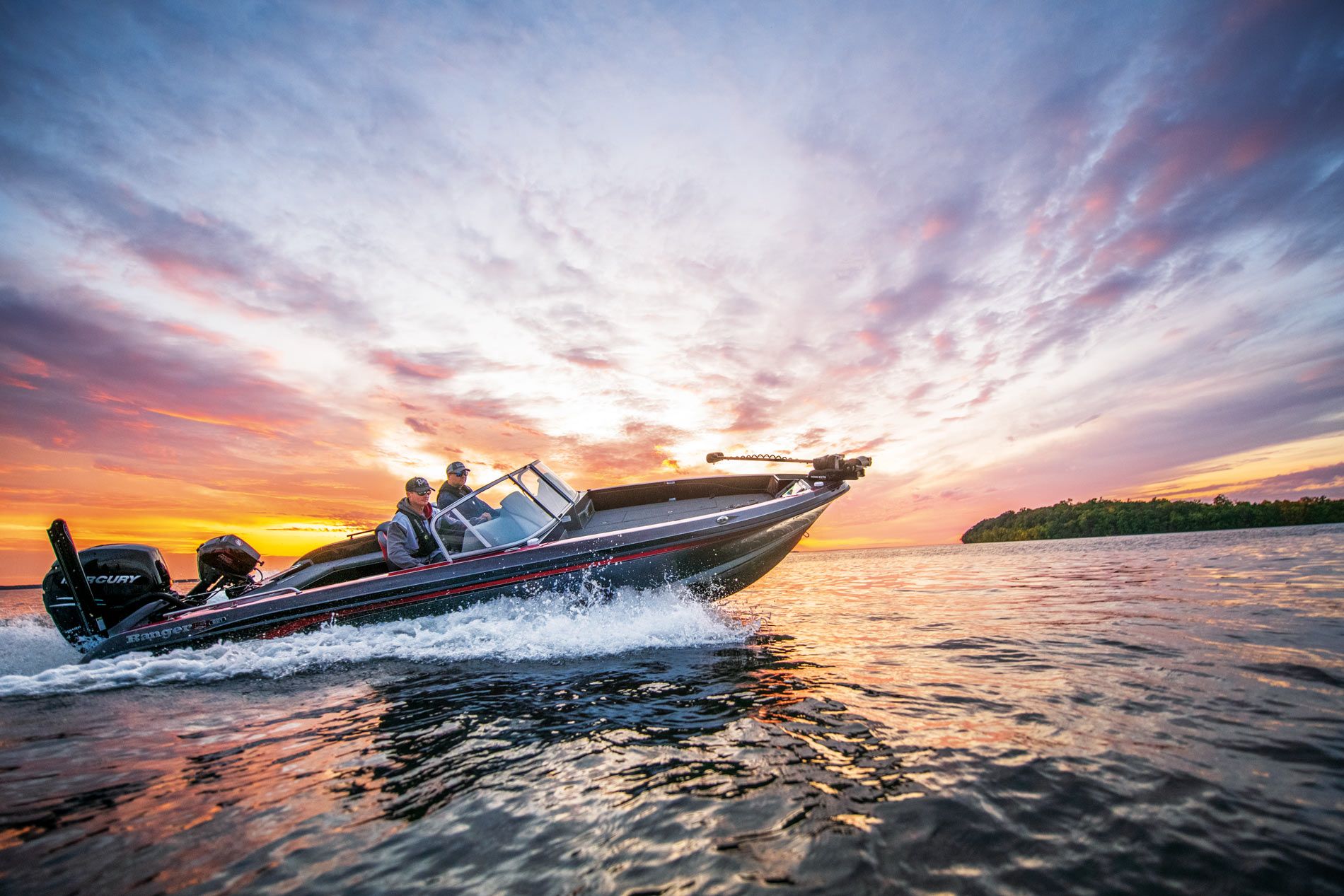 boat on water at sunset